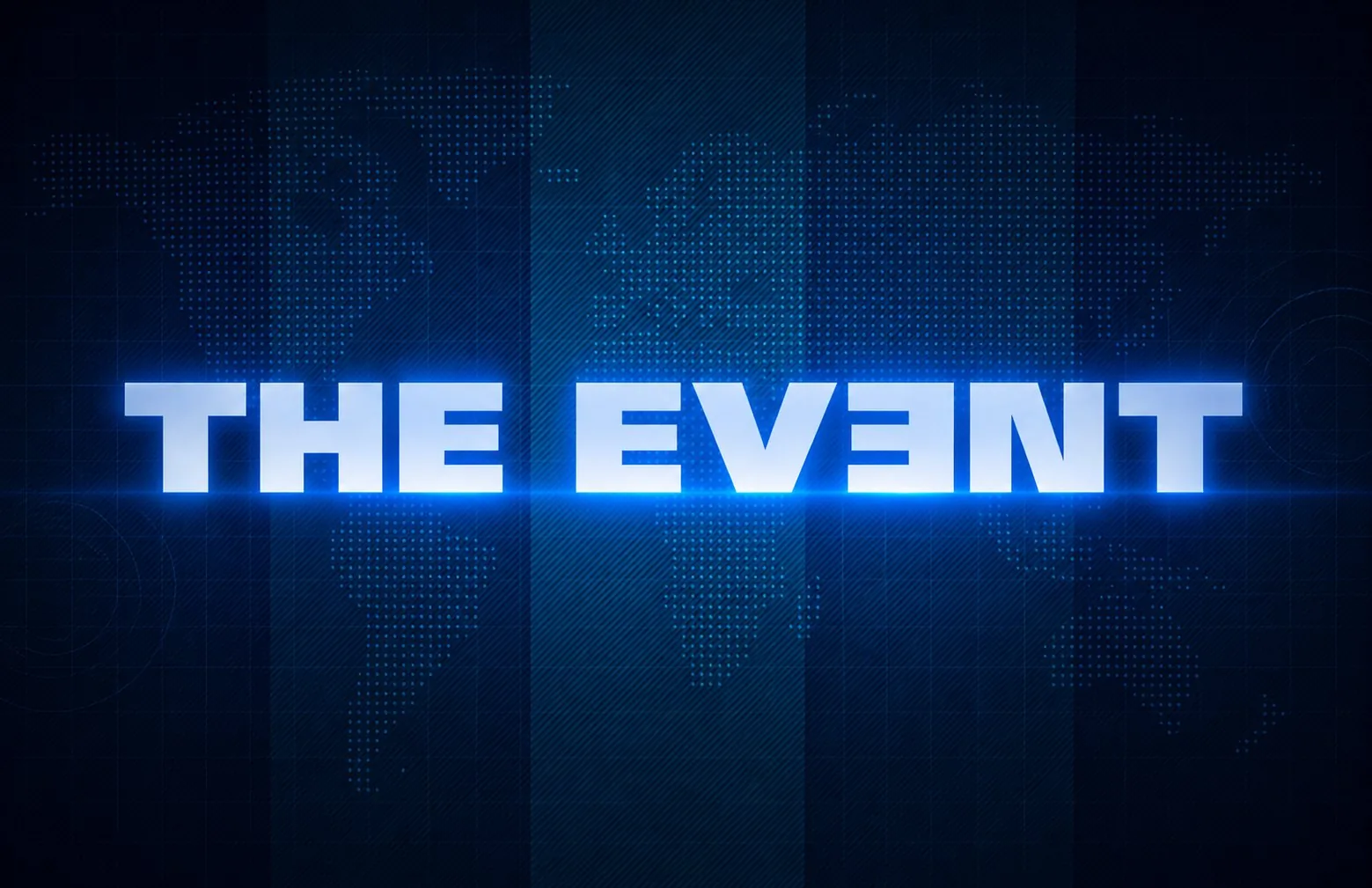 THE EVENT campaign cover: the series title art blazing over a dotted world map and NBC peacock-blue stripes