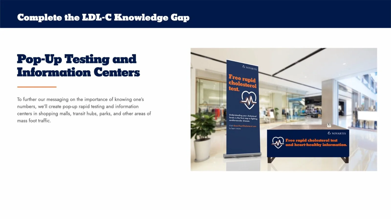 Novartis market prep deck: pop-up rapid cholesterol testing centers