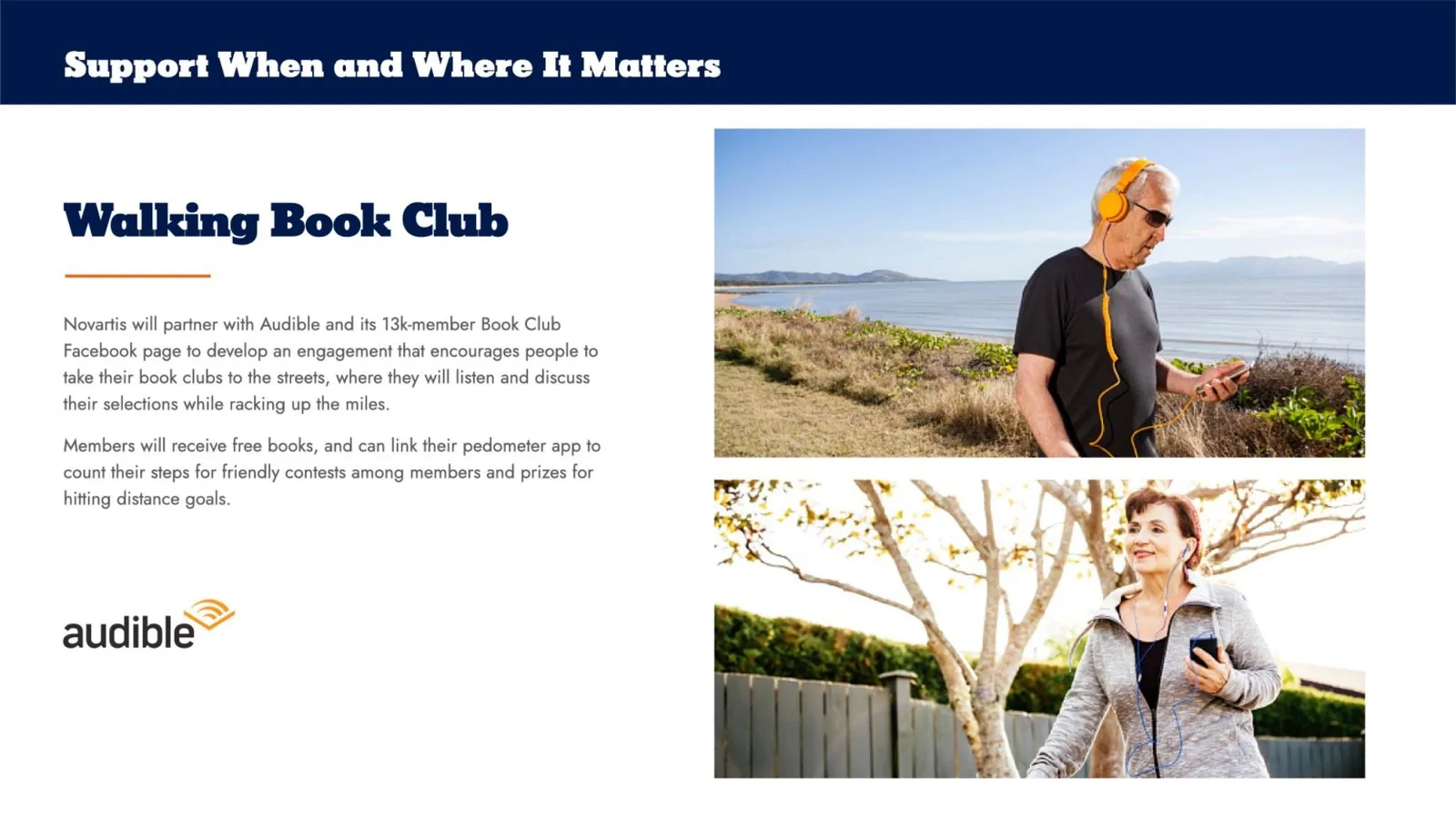 Novartis market prep deck: Audible walking book club partnership