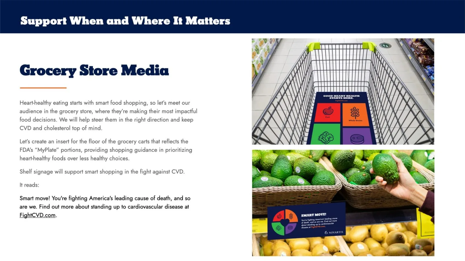 Novartis market prep deck: grocery store cart and shelf media