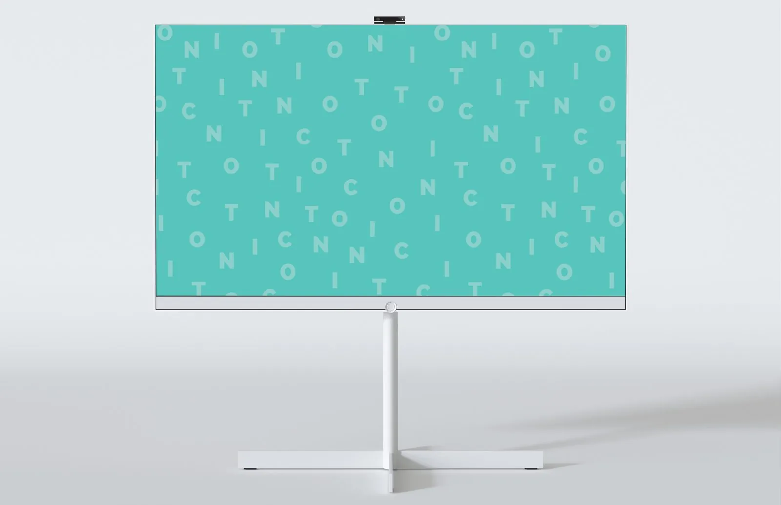 Digital wayfinding display filled edge to edge with the teal TONIC scattered letter pattern