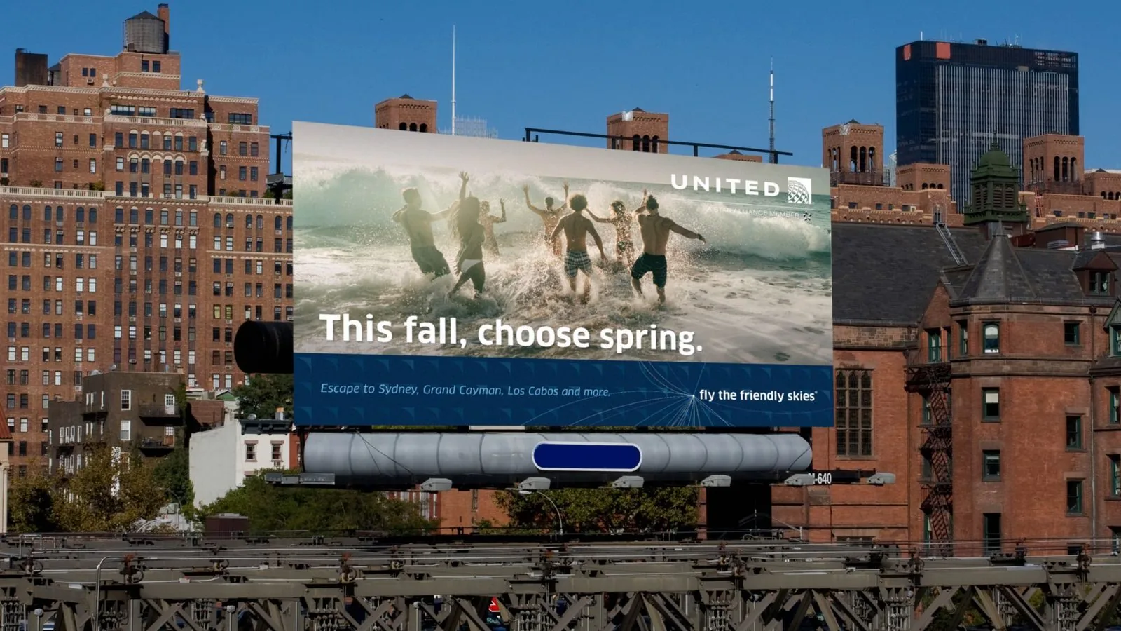 United Airlines billboard: This fall, choose spring