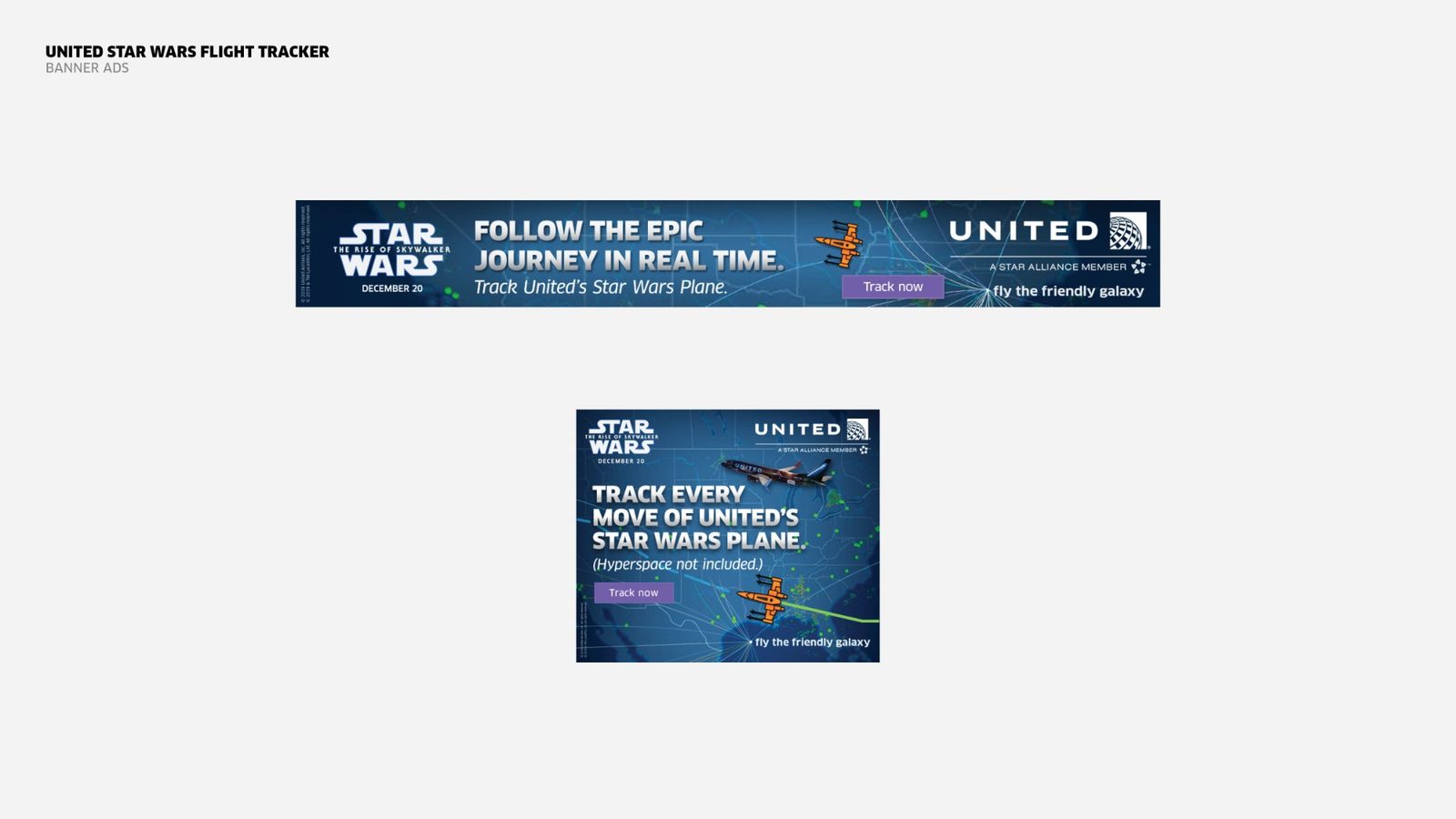 United Star Wars Flight Tracker: leaderboard and rectangle banner ads