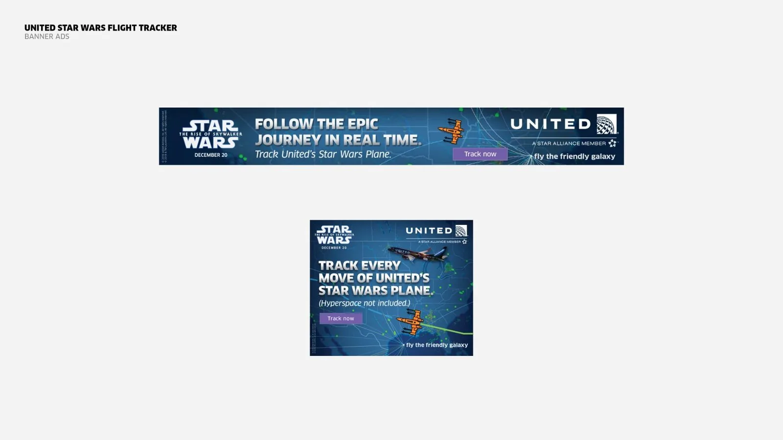 United Star Wars Flight Tracker: leaderboard and rectangle banner ads