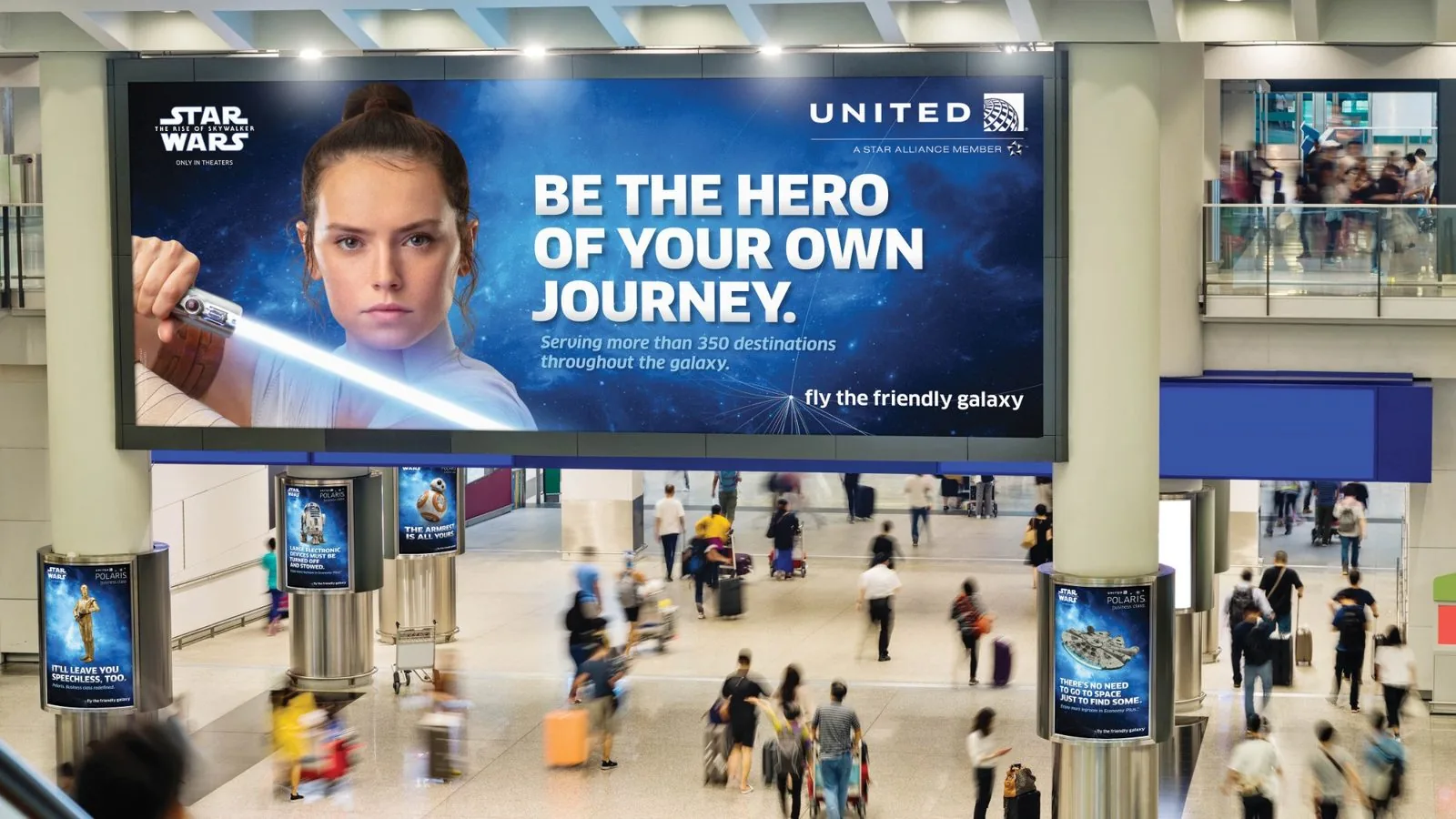 United Star Wars airport billboard, Rey: Be the Hero of Your Own Journey