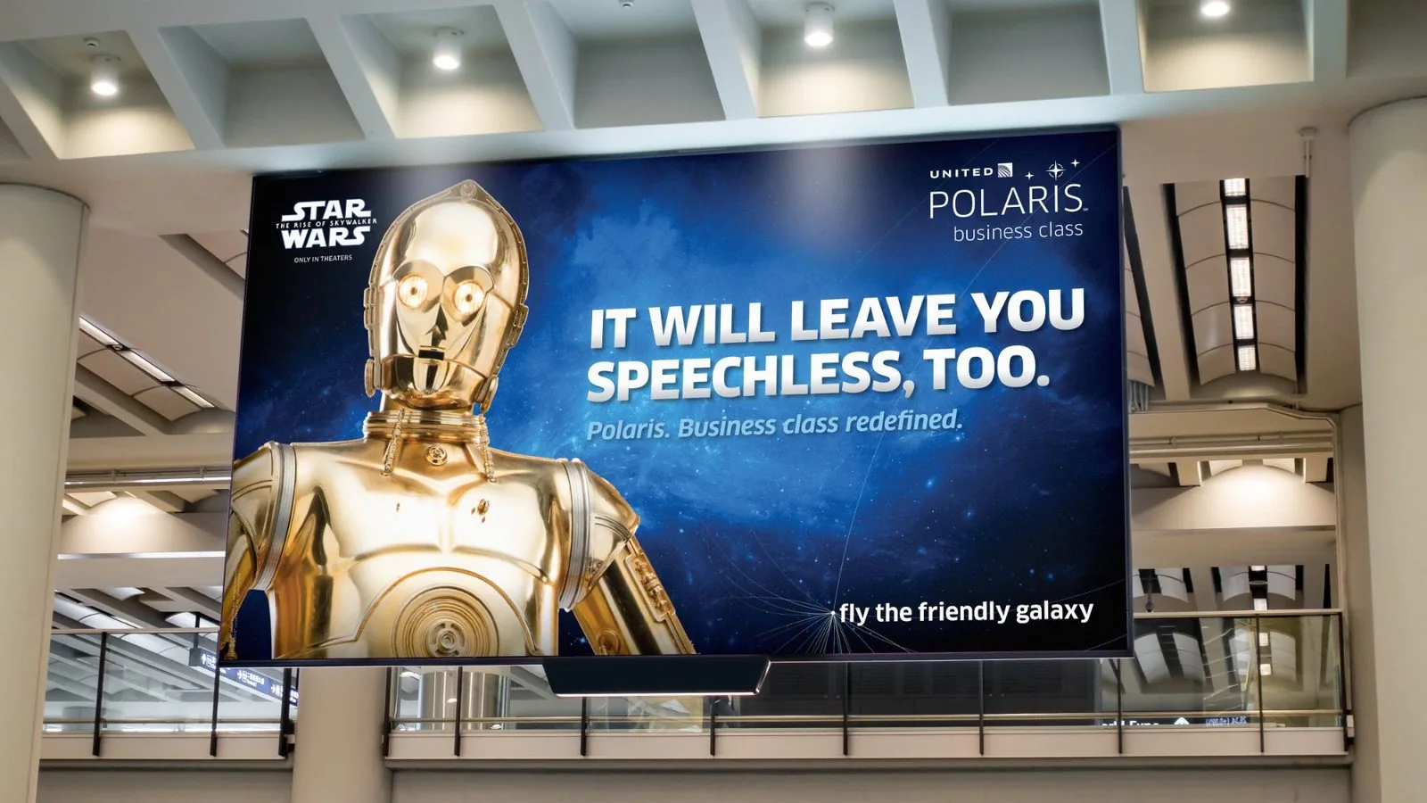 United Polaris business class billboard, C-3PO: It Will Leave You Speechless, Too